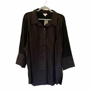 Avenue Black Button Up Blouse
